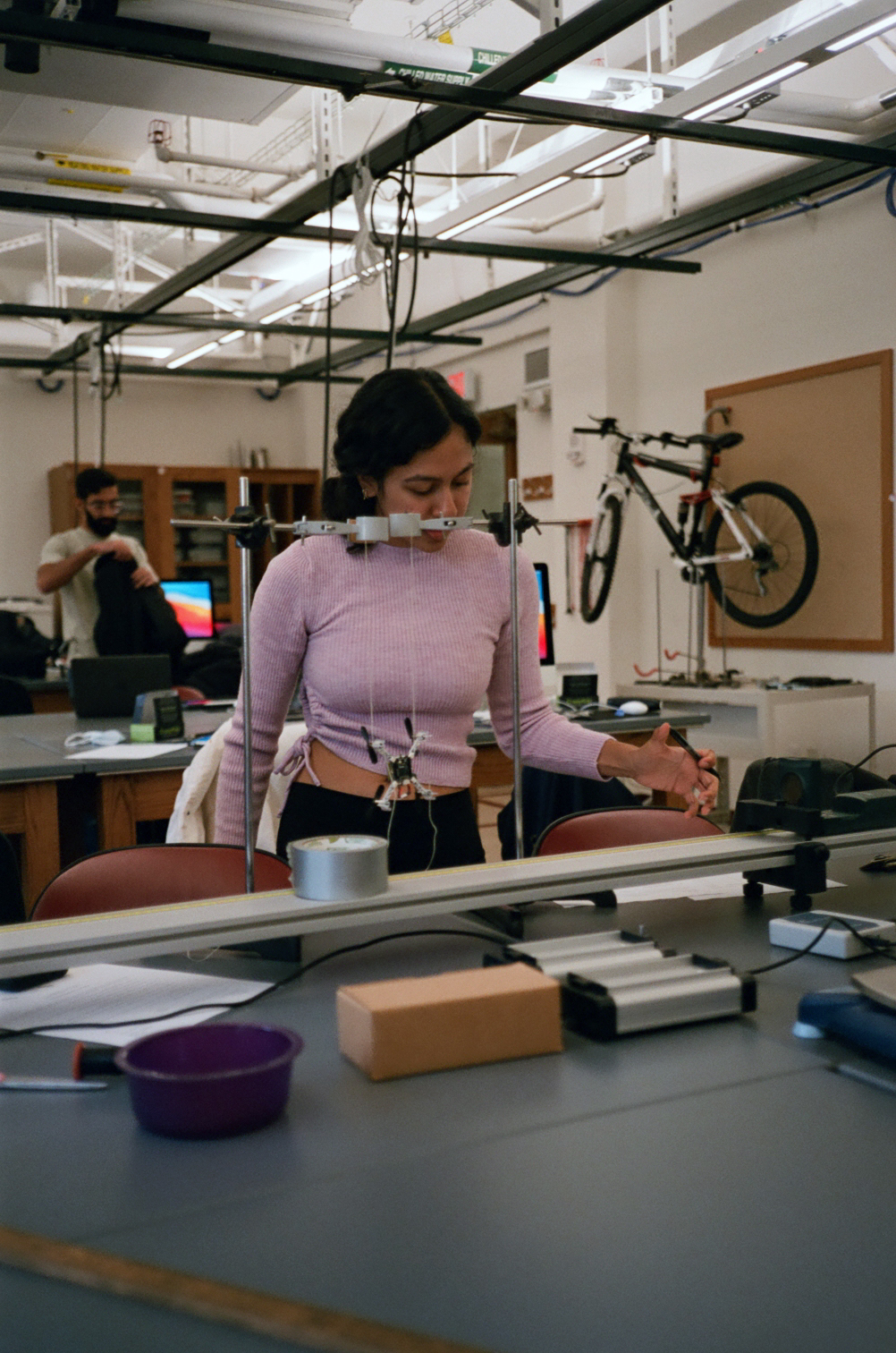 Student working on the experiment